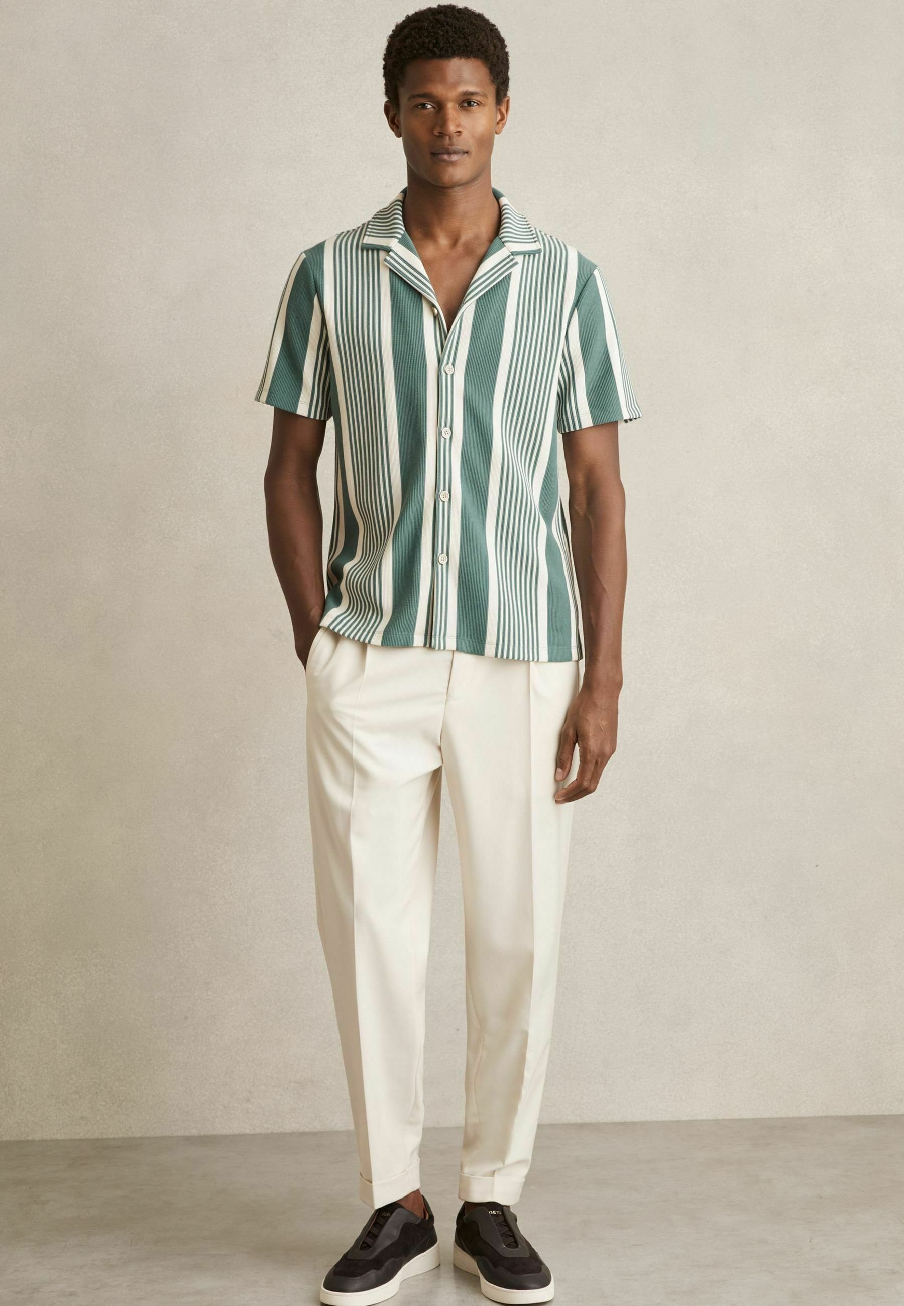 striped cuban collar shirt