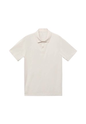 Polo shirt beige clair en coton doux, avec un col classique, des manches courtes et un ourlet droit sans motifs ni accents visibles.