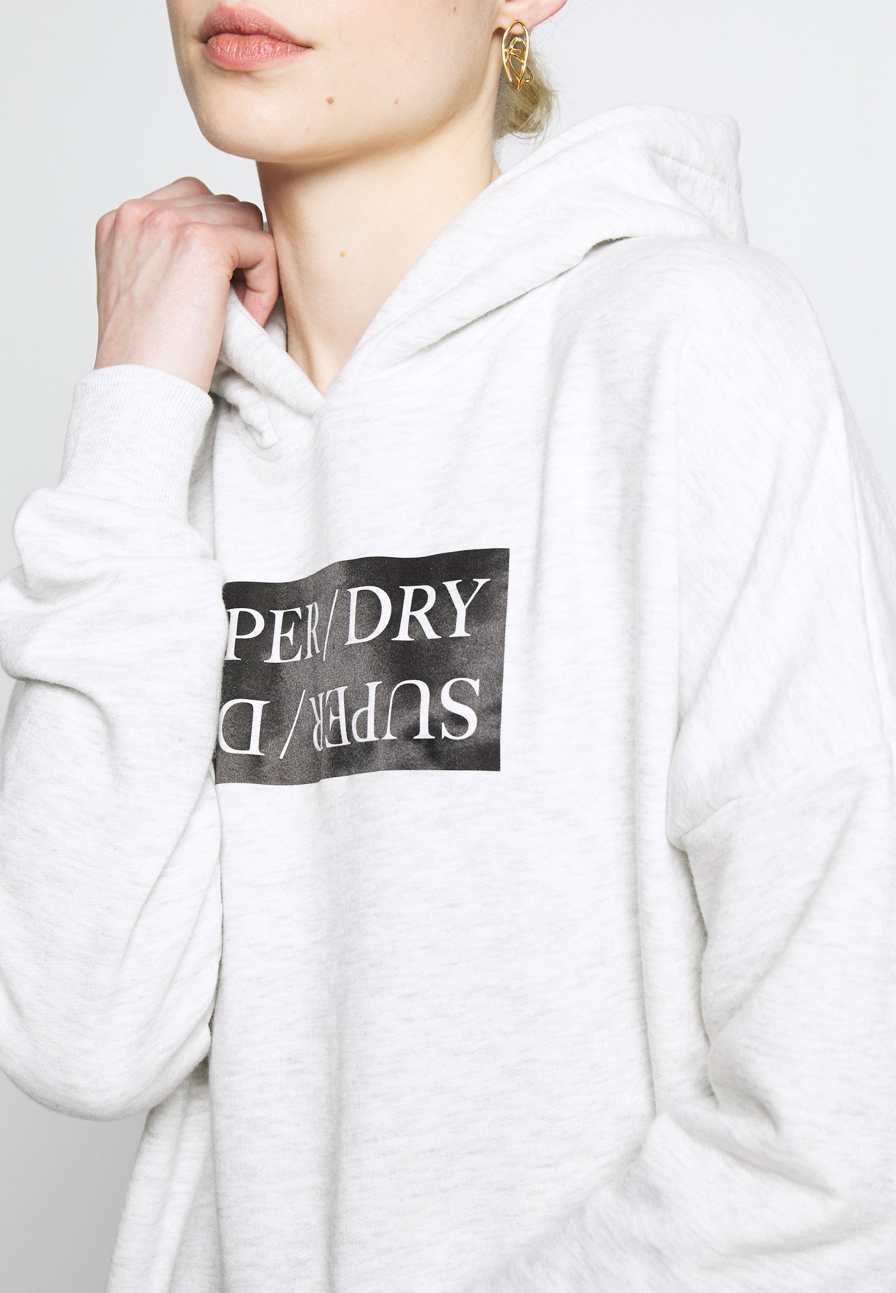 Superdry EDIT SPLIT HOOD Kapuzenpullover grey marl SUPERDRY Oversized Hoodie mit Eingrifftaschen in Weiß online