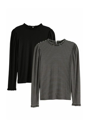 REGULAR FIT - FRILL NECK 2 PACK - Pikkade varrukatega topp - black and stripe