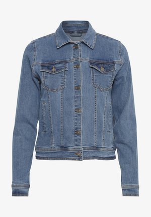 Hele sinine teksajakk klassikalise disainiga. Omab kahte rinna taskut, metallnuppe ja kerget kulunud tekstuuri.