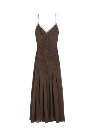 Massimo Dutti LONG WITH GATHERED DETAIL - Cocktail dress / Party dress - dark brown