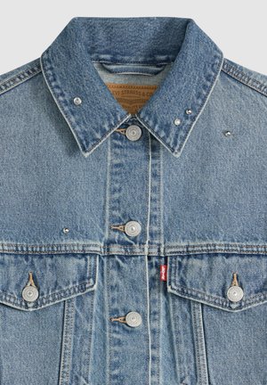 Levi's®, LOOSE CROP TRUCKER TRIP ON DRIP TRUCKER - Jeansjacke - trip on drip trucker - med indigo - worn in