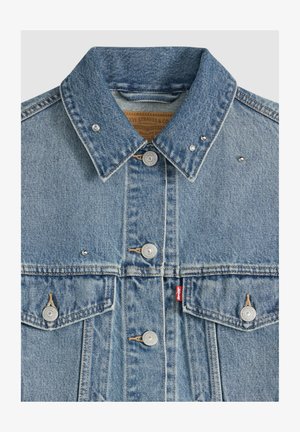 Levi's®, LOOSE CROP TRUCKER TRIP ON DRIP TRUCKER - Jeansjacke - trip on drip trucker - med indigo - worn in