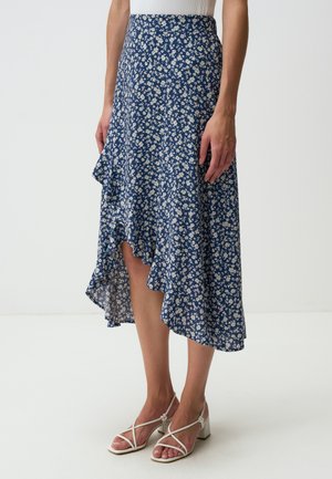 FLORAL PATTERNED REGULAR WAIST - A-lijn rok - blue