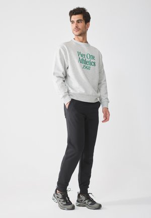 2 PACK - Tracksuit bottoms - black/mottled light grey