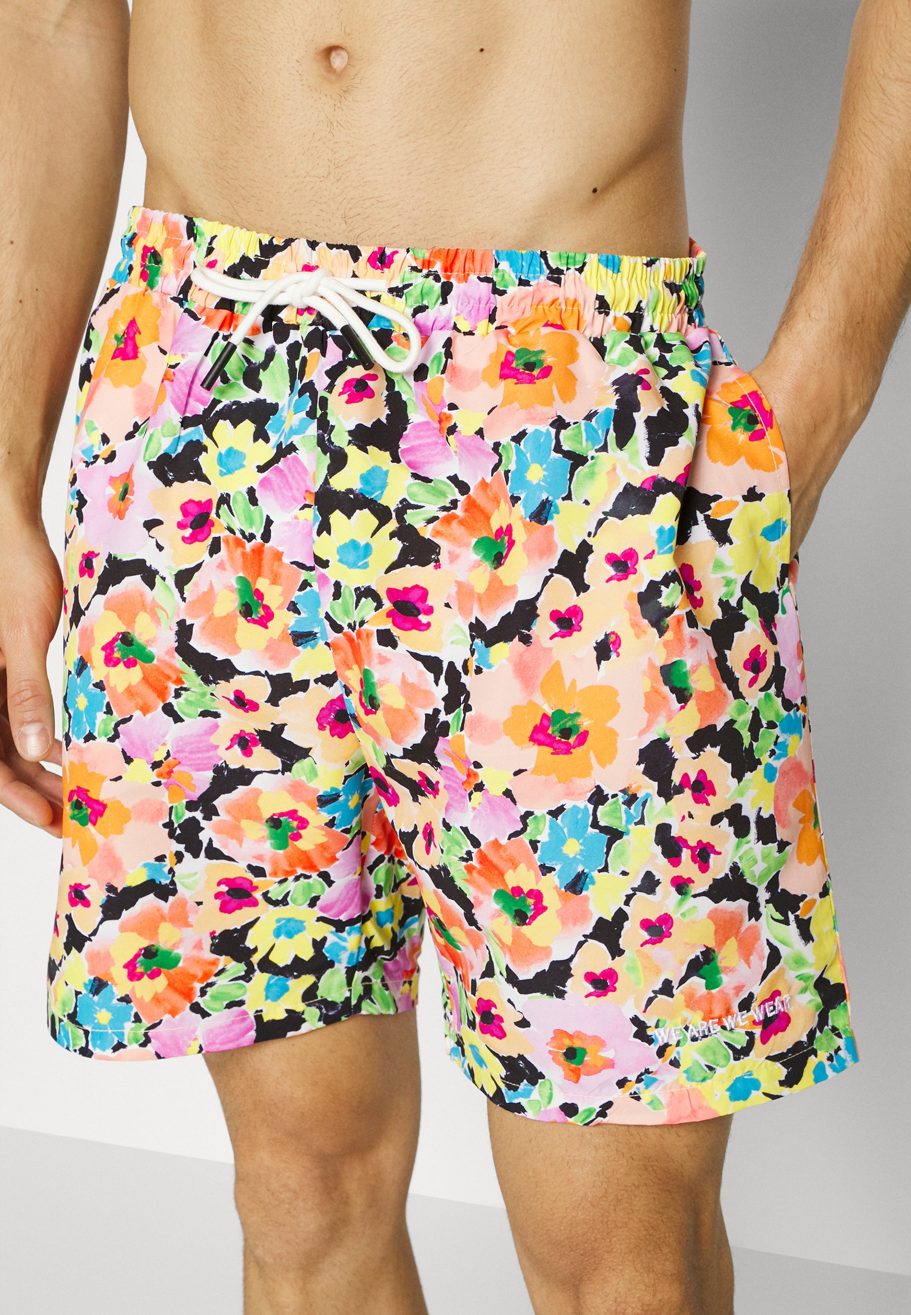We Are We Wear Kyle Swim Board Dark Base Floral Print Swimming Shorts Multi Coloured, Men's, Size: Medium, Multi-coloured