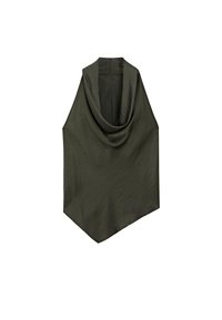 Massimo Dutti DRAPED HALTER TOP - Linne - mottled dark green