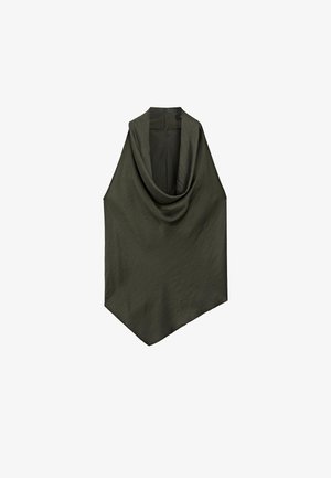Massimo Dutti DRAPED HALTER TOP - Linne - mottled dark green