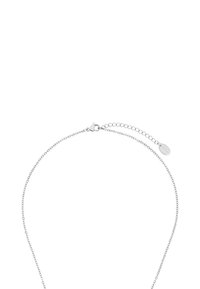 Collana in argento con un design delicato, dotata di un fermaglio rotondo e lunghezza regolabile con un piccolo tag a disco. Minimalista e elegante.