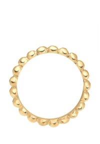 Goldring in runder Form mit einem strukturierten Design aus gleichmäßig verteilten, glatten, perlenartigen Akzenten am äußeren Rand.