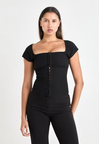 Weekday SHORT SLEEVE SQUARE NECK BLOUSE - Blúzka - black