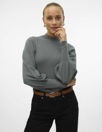 Vero Moda VMHOLLYKARISPUFF HIGHNK GA BOO - Strickpullover - balsam green