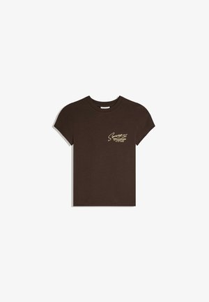 Bershka, FITTED SHORT SLEEVE PRINT T-SHIRT - T-shirts print - brown