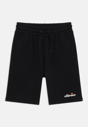 Černé bavlněné šortky s elastickým pasem a stahovací šňůrkou. Mají boční kapsy a malou bílou a červenou nášivku "ellesse" na boku.