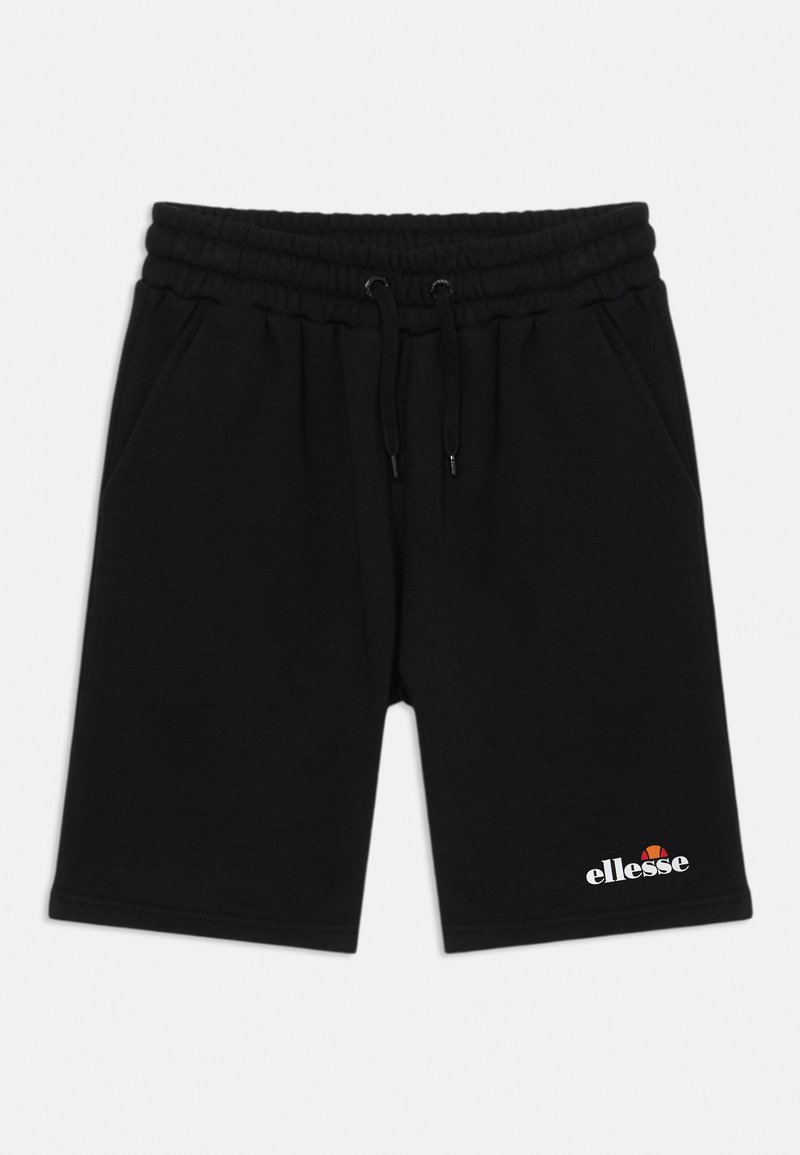 Čierne bavlnené šortky s elastickým pásom a šnúrkou. Obsahujú bočné vrecká a malé biele a červené logo "ellesse" na boku.