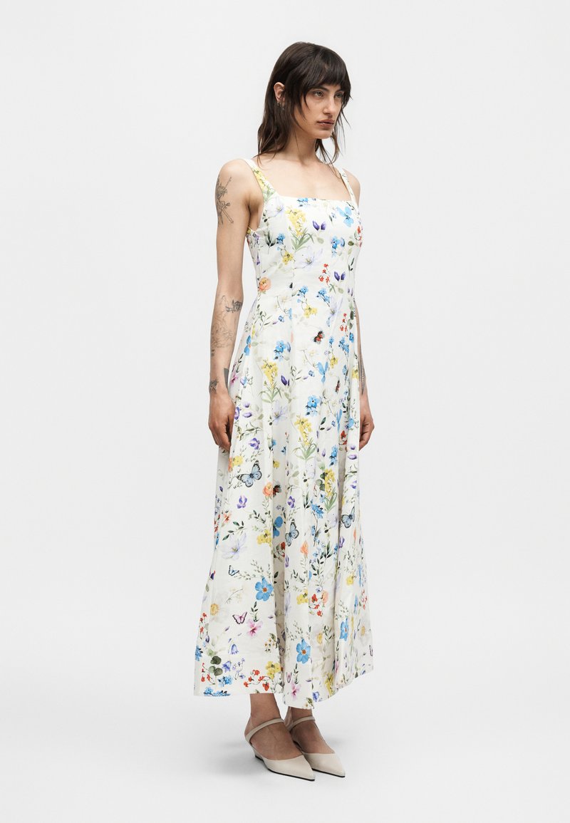 Alice + Olivia POLLY SEAMED DROP WAIST FLARED ANKLE LENGTH DRESS - Maxi  dress - off white/multi-coloured