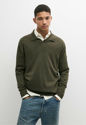 Massimo Dutti, POLO COLLAR KNIT JUMPER - Polo shirt - khaki