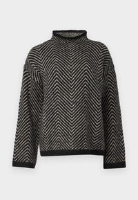 SLFLULU HERRINGBONE HIGH NECK - Strickpullover - black/birch