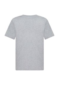 Gray short-sleeve t-shirt made from soft cotton blend fabric. Features a standard crew neck and a smooth, uniform texture.