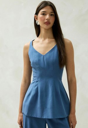 Next, TALL FIT - PEPLUM V-NECK TOP - Blouse - blue