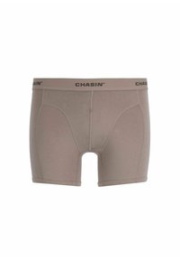 Beige Boxershorts aus weichem Stoff, mit einem glatten Bund und dem "CHASIN'"-Logo sowie einem unterstützenden Pouch-Design.