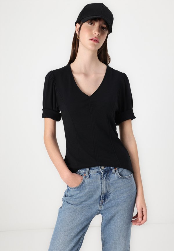 V ELBOW NECK PUFF TEE - Basic T-shirt2