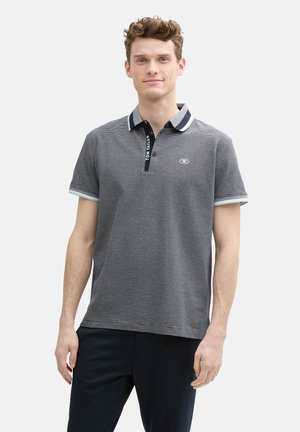Poloshirt - navy white fine stripe