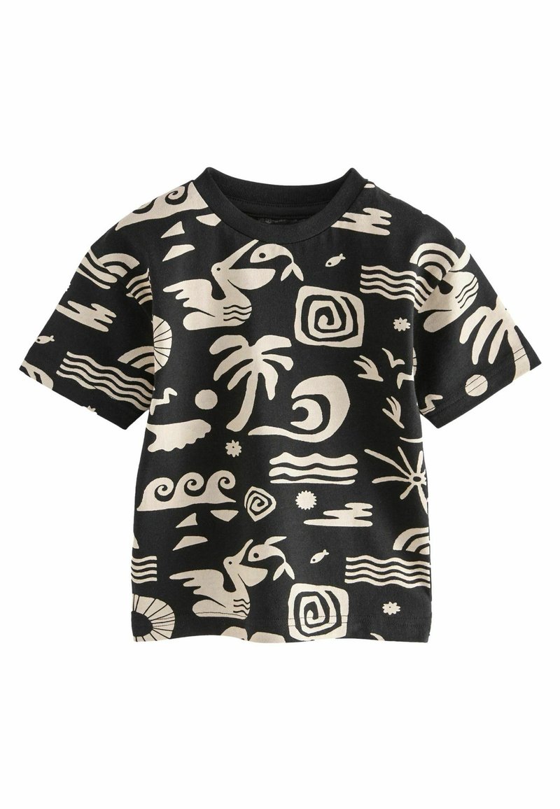 Next ALL OVER SHORT SLEEVE - REGULAR FIT - Camiseta estampada - black ecru