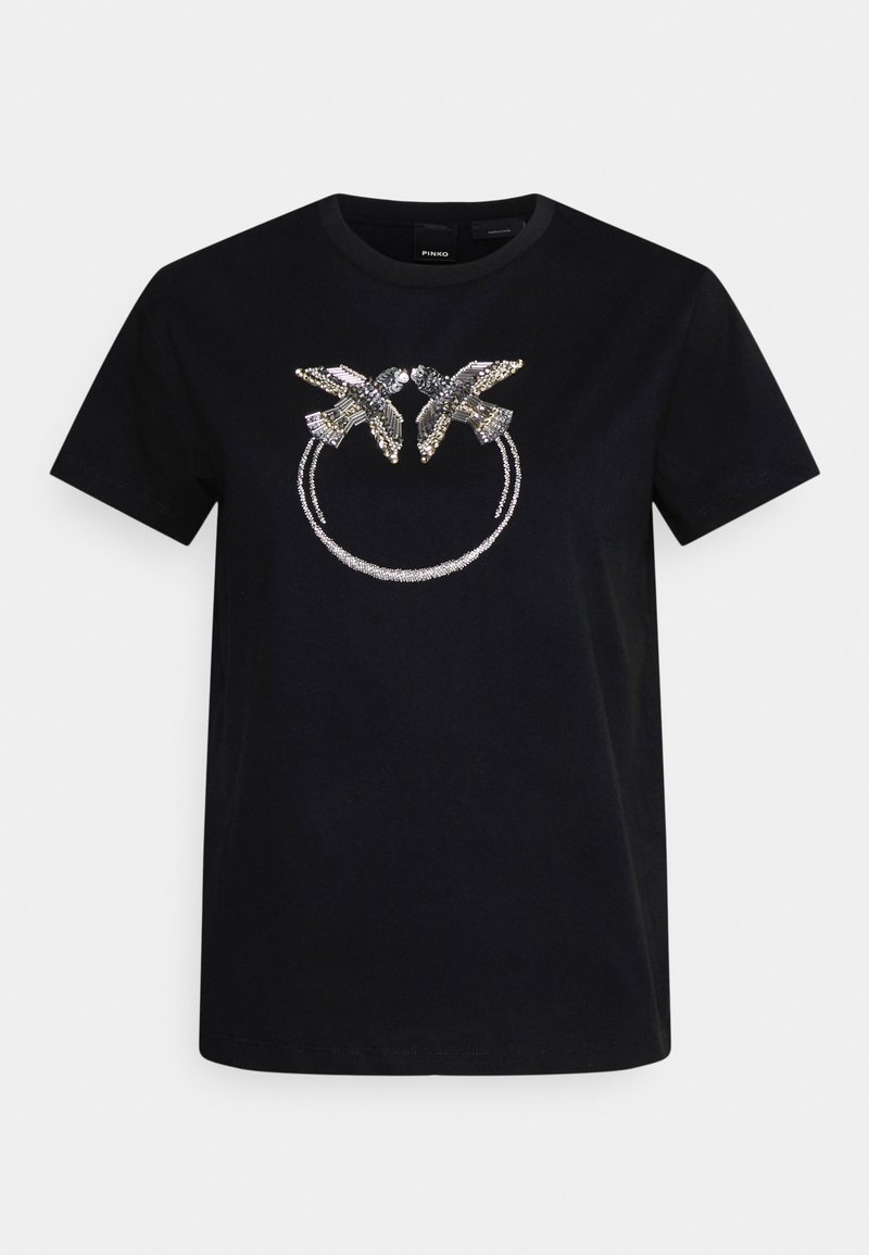 Pinko T-shirt Quentin con logo gioiello nero