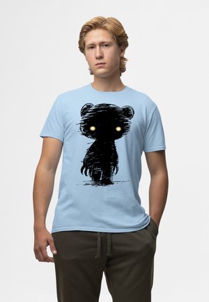Henry Tiger, GLOOMY BEAR THE NAUGHTY GRIZZLY SHADOW ABSTRACTION HALLOWEEN ANIME - Triko s potiskem - light blue