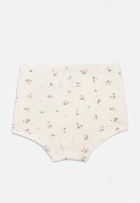 Hvidt bomuldsundertøj med små lyserøde og grønne blomsterprint, en blød linning og en behagelig pasform.