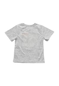 Plain light gray short-sleeve toddler t-shirt shown from the back on a white background.