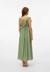 Vero Moda Maternity VMMJOSIE SL ANKLE FRILL WVN GA - Maksi suknelė - hedge green
