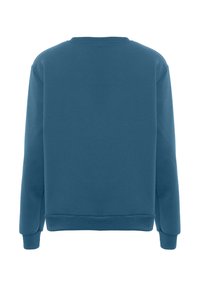 Felpa blu da uomo in morbido misto cotone, con colletto tondo, polsini a coste e vestibilità rilassata. Tessuto liscio senza loghi visibili.