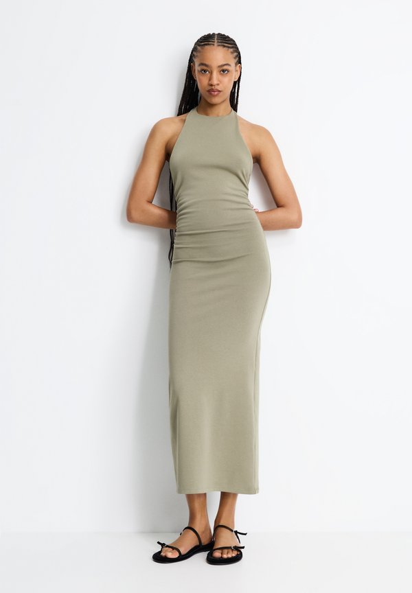 GATHERED HALTER - Maxikleid - khaki