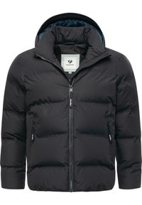 Giacca nera, morbida, con cappuccio e cerniera frontale completa. Presenta due tasche laterali con cerniera e un rivestimento interno liscio. Design semplice e funzionale.