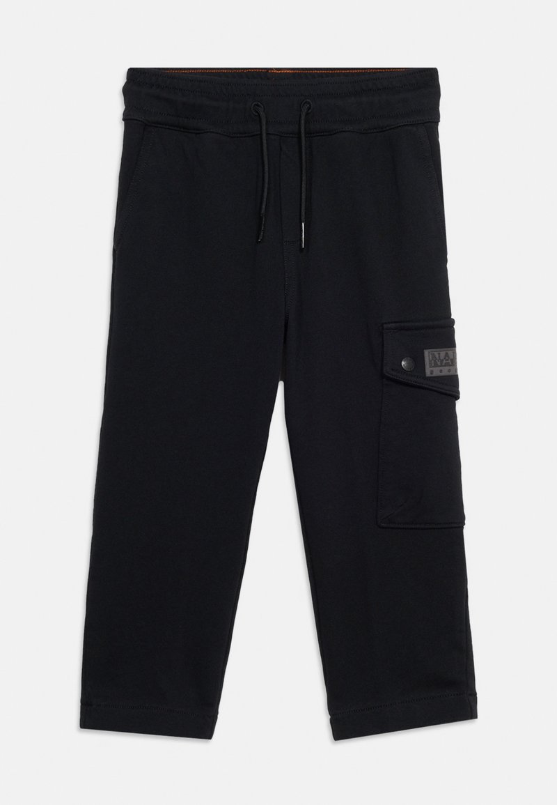 Μαύρο κοντό παντελόνι jogger με ελαστική μέση, ιμάντα ρύθμισης, πλαϊνές τσέπες και τσέπη cargo με κούμπωμα με κουμπί στη δεξιά πλευρά.