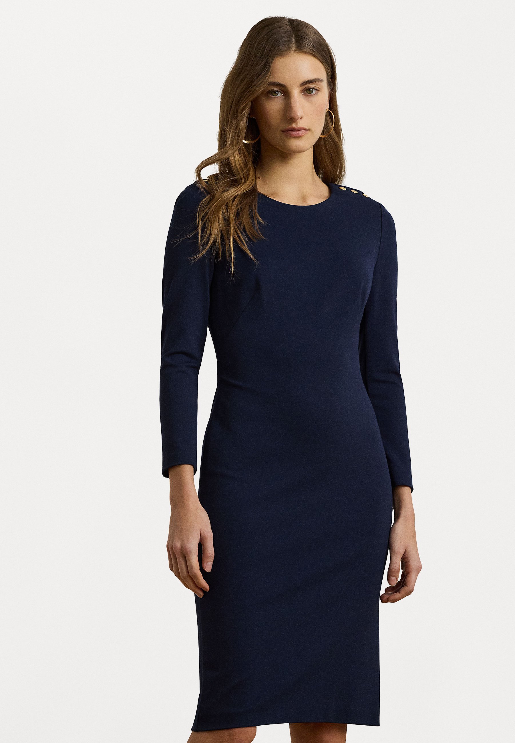 Lauren Ralph Lauren PONTE THREE QUARTER SLEEVE DRESS - Jersey dress -  lighthouse navy/dark blue - Zalando.co.uk