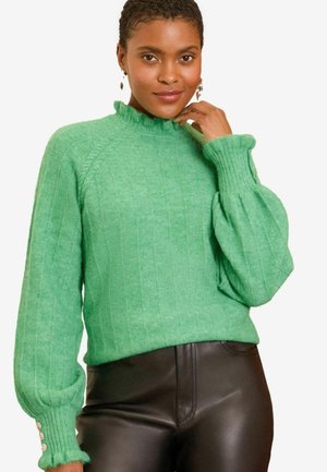 Love & Roses COSY RUFFLE LONG SLEEVE-REGULAR FIT - Strickpullover - green
