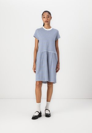 VOLANT STRIPES - Jersey dress - medium blue