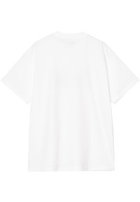 T-shirt bianca in cotone con maniche corte, collo rotondo e vestibilità rilassata. Tessuto liscio e design minimale, senza loghi o motivi visibili.