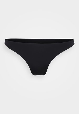 Black bikini bottom; minimalistic design with a soft texture, low-rise cut, and seamless edges for a smooth fit.