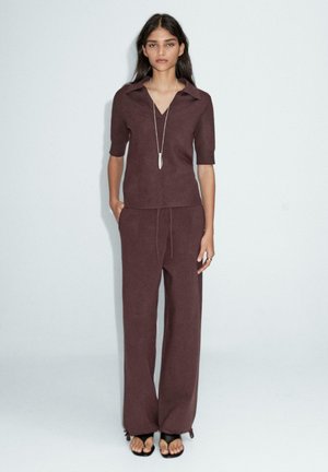 SHORT SLEEVE V-NECK - Piké - bordeaux