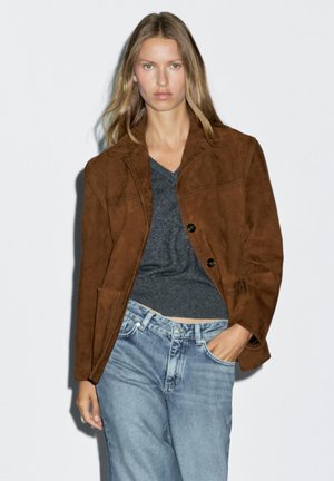 WITH STITCHING - Veste en cuir - brown