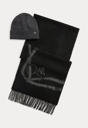Lauren Ralph Lauren, BELTING-MOTIF SCARF & BEANIE GIFT SET - Bufanda - black