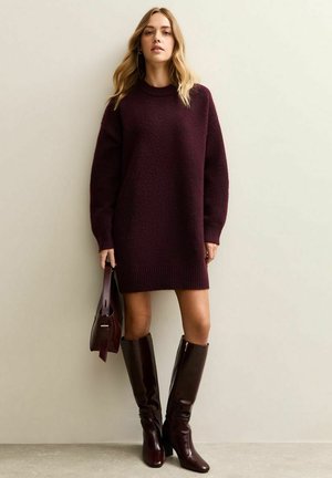 MINI - Stickad klänning - burgundy