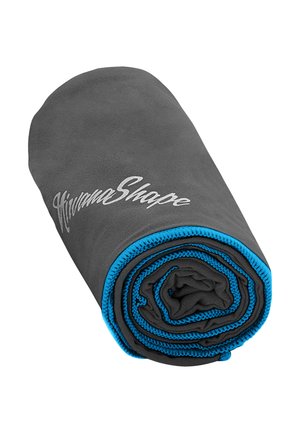 Strandtuch - grau   blauer rand