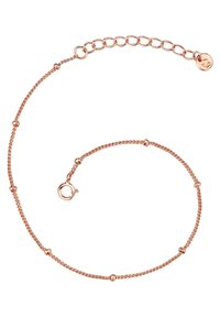 Rose gold chain bracelet featuring a delicate design with small round accents and a clasp closure. Adjustable length with extension links.
