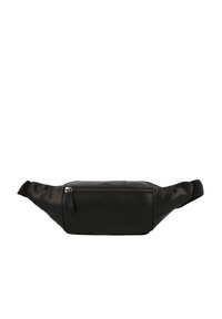 Černá crossbody taška vyrobená z hladkého syntetického materiálu. Obsahuje hlavní kapsu na zip a nastavitelný popruh s elegantním, minimalistickým designem.